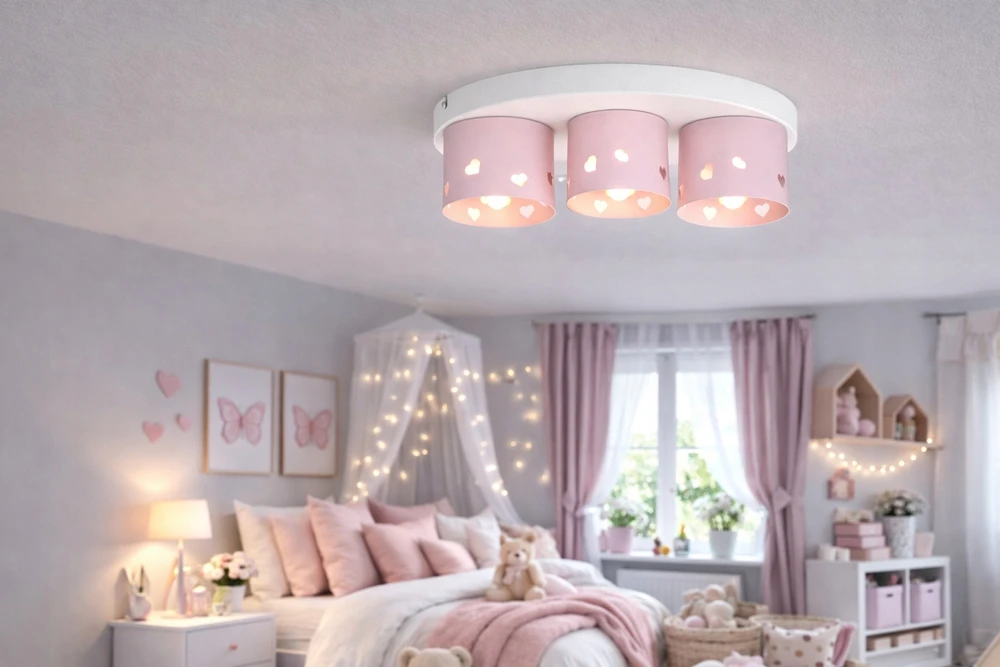 Bez Marki LAMPA SUFITOWA DZIECIĘCA ROSA RÓŻOWA SERCA LED POKÓJ DZIEWCZYNKI PLAFON
