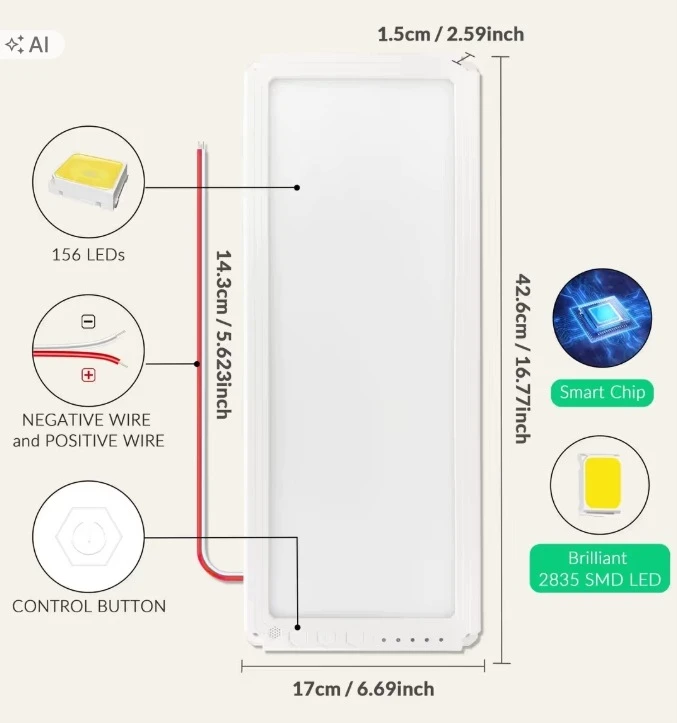 Lubinis šviestuvas Bez Marki Lampa Sufitowa Ekstra Duża Dimmowalna su Przełącznikiem 12v Led – 42x17cm
