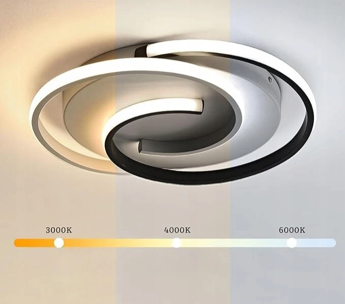 Bez Marki Lampa sufitowa LED juoda-balta su pultu ściemniana 3000K–6000K do salonu