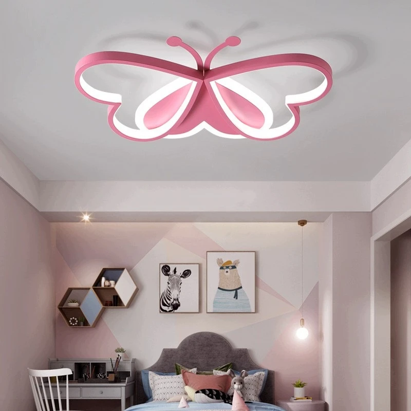 Bez Marki Lampa sufitowa LED MOTYLEK ROŽINĖ –Pilot Nowoczesna Lampa do Pokoju Dziecka