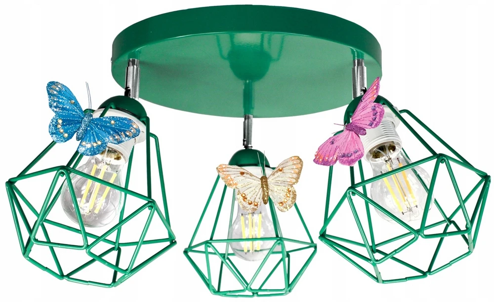 Bez Marki Lampa sufitowa MOTYLEK 3 Žalias diamond można LED do pokoju dziecka