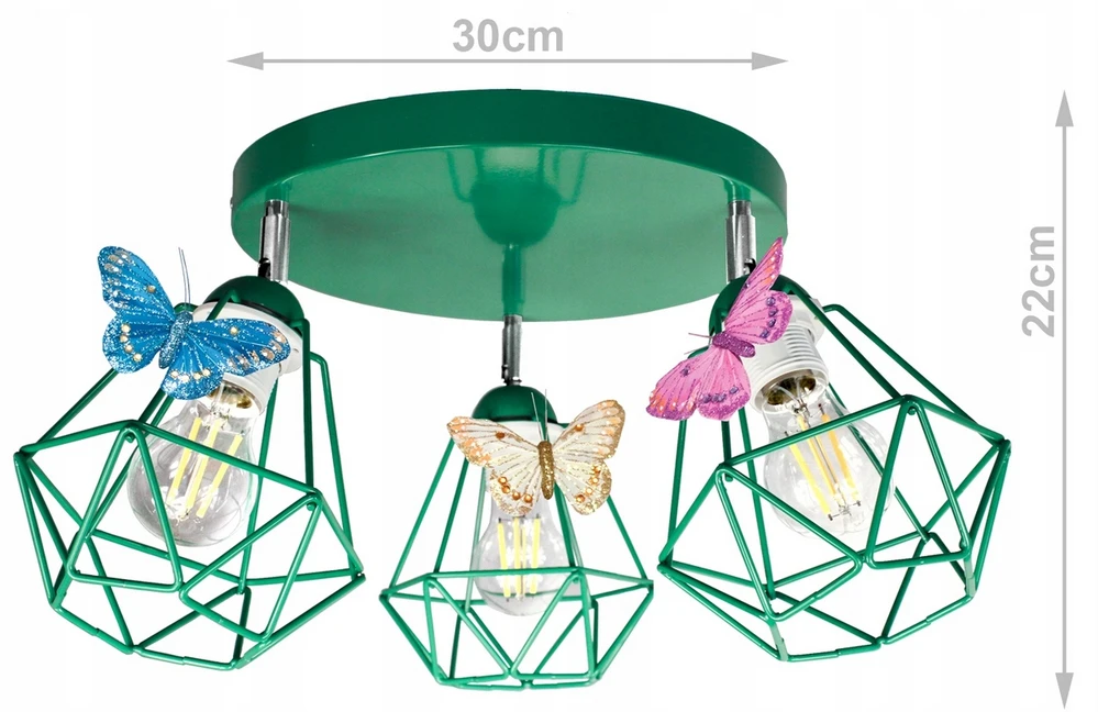 Bez Marki Lampa sufitowa MOTYLEK 3 Žalias diamond można LED do pokoju dziecka