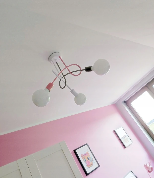 Bez Marki Lampa sufitowa wisząca EDISON 3 żyrandol ROŽINĖ pilka balta loft lampy led