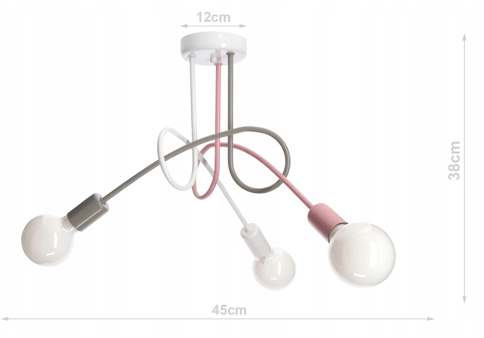 Bez Marki Lampa sufitowa wisząca EDISON 3 żyrandol ROŽINĖ pilka balta loft lampy led