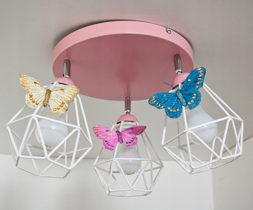 Bez Marki Lampa sufitowa wisząca żyrandol MOTYLEK 3 loft diamond lampy sufitowe róż