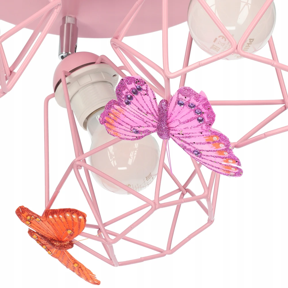 Bez Marki Lampa sufitowa wisząca żyrandol MOTYLEK 3 loft diamond lampy sufitowe róż