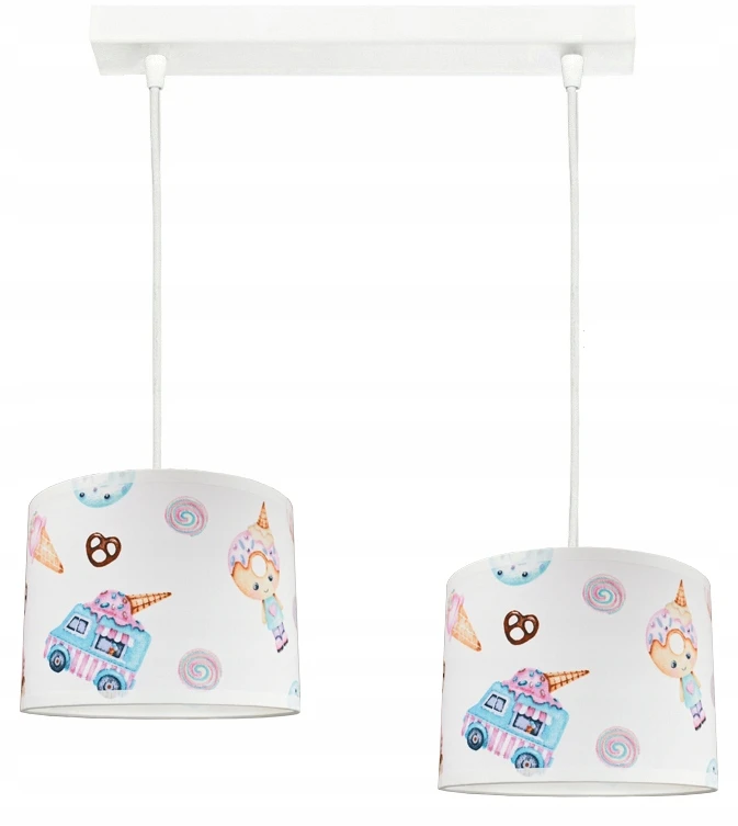 Bez Marki LAMPA SUFITOWA WISZĄCA ŻYRANDOL ABAŻUR CANDY 2 led LAMPY SUFITOWE ŻYRANDOLE