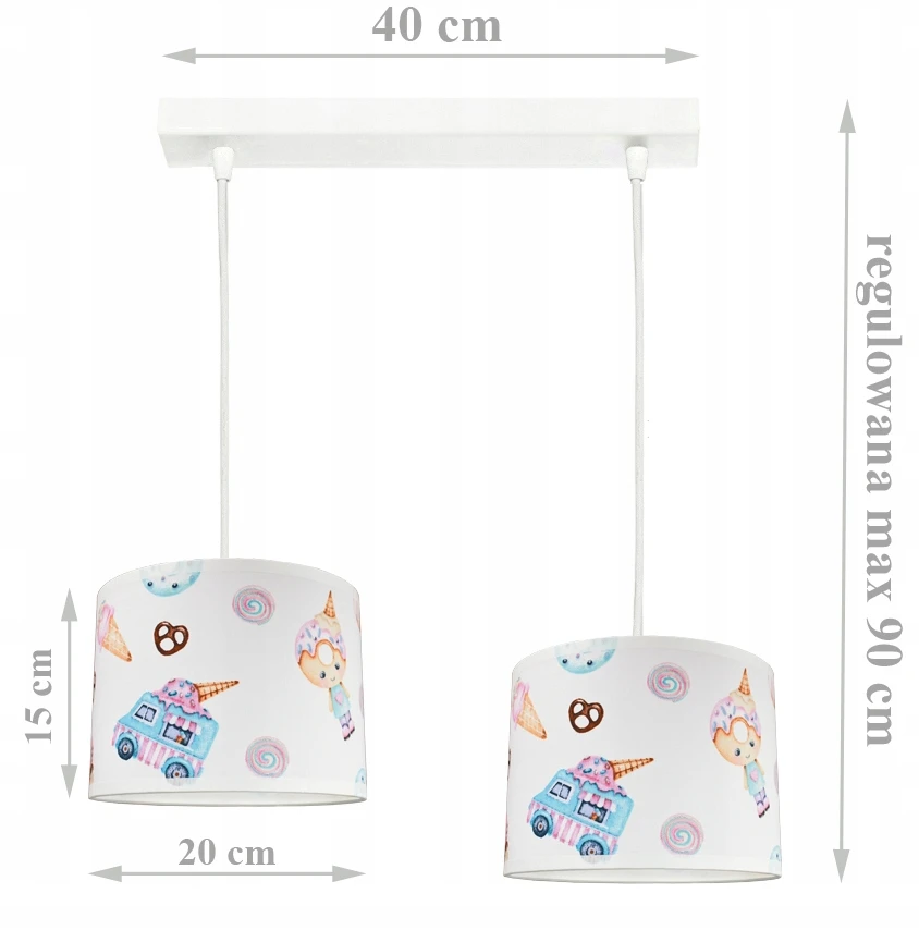 Bez Marki LAMPA SUFITOWA WISZĄCA ŻYRANDOL ABAŻUR CANDY 2 led LAMPY SUFITOWE ŻYRANDOLE