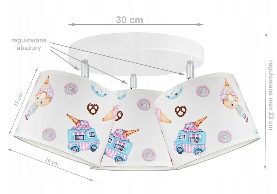 Bez Marki LAMPA SUFITOWA WISZĄCA ŻYRANDOL CANDY 3 LED LAMPY ŻYRANDOLE DO POKOJU