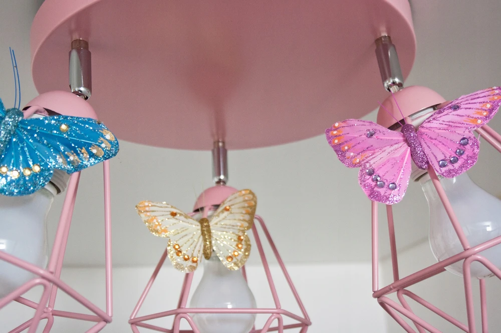 Bez Marki Lampa sufitowa wisząca żyrandol MOTYLEK 3 loft diamond lampy sufitowe róż
