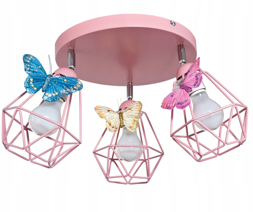 Bez Marki Lampa sufitowa wisząca żyrandol MOTYLEK 3 loft diamond lampy sufitowe róż