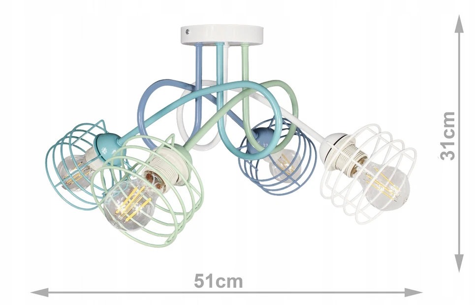 Bez Marki Lampa sufitowa wisząca żyrandol EDISON 4 lampy do pokoju dziecięcego loft
