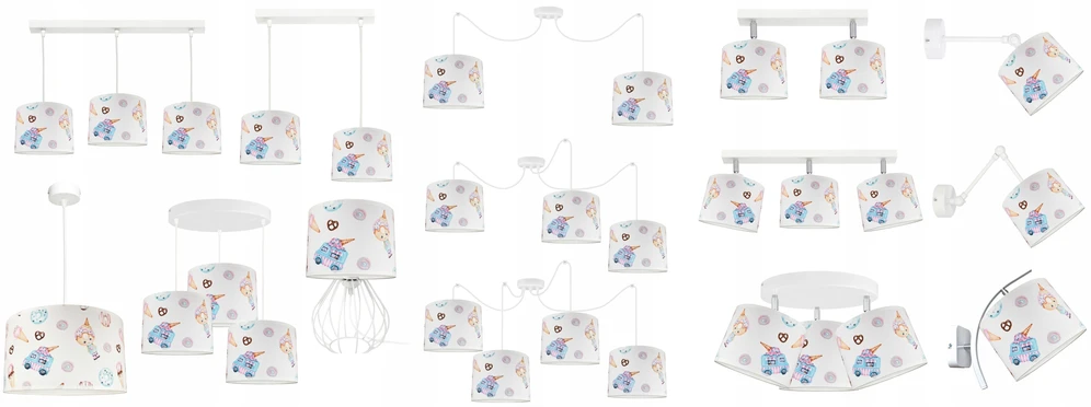Bez Marki LAMPA SUFITOWA WISZĄCA ŻYRANDOL CANDY 3 LED LAMPY ŻYRANDOLE DO POKOJU
