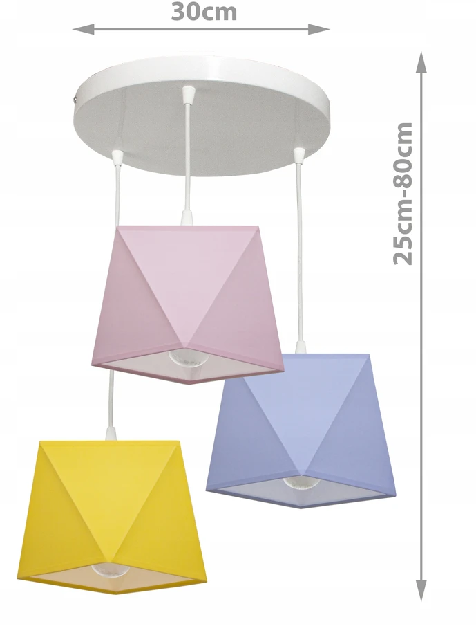 Bez Marki Lampa wisząca sufitowa żyrandol do pokoju dziecięcego ABAŻUR 3 lampy loft