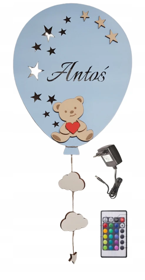 Bez Marki LAMPKA BALON su imieniem MIŚ kolory do wyboru nocna LED jungiama į tinklą Pultas