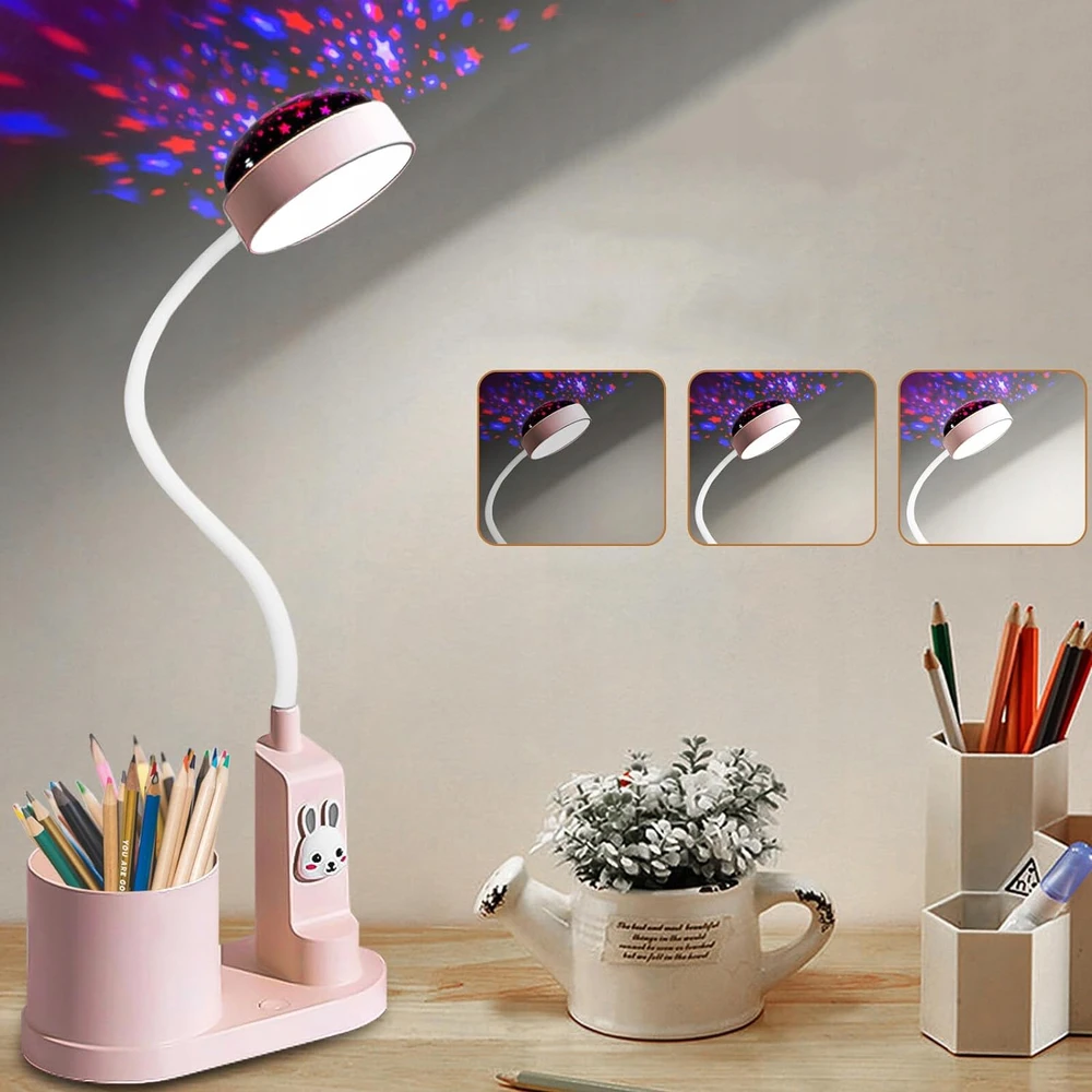 Bez Marki LAMPKA BIURKOWA DLA DZIECI su projekcją gwiazd 43 cm akumuliatorinė