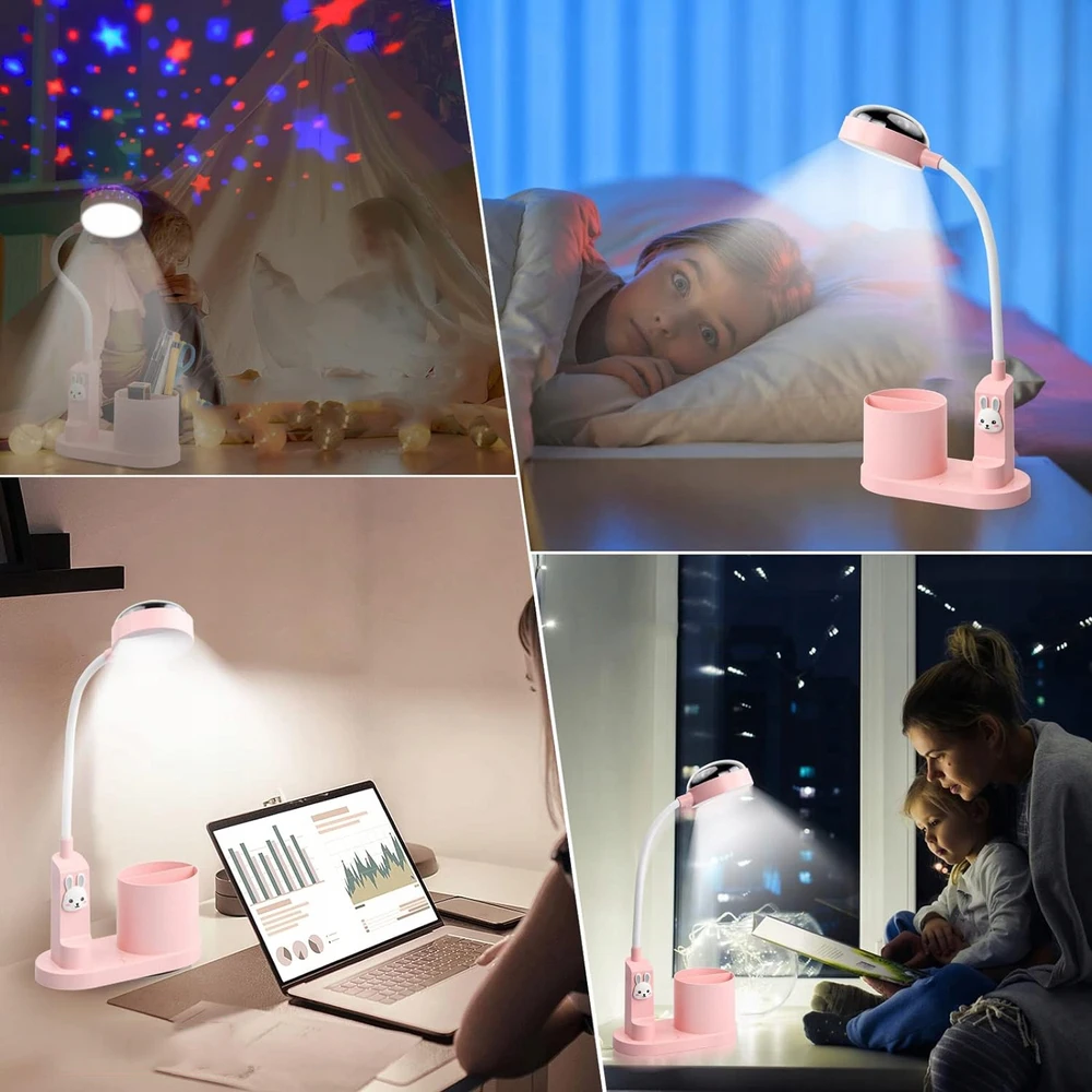 Bez Marki LAMPKA BIURKOWA DLA DZIECI su projekcją gwiazd 43 cm akumuliatorinė