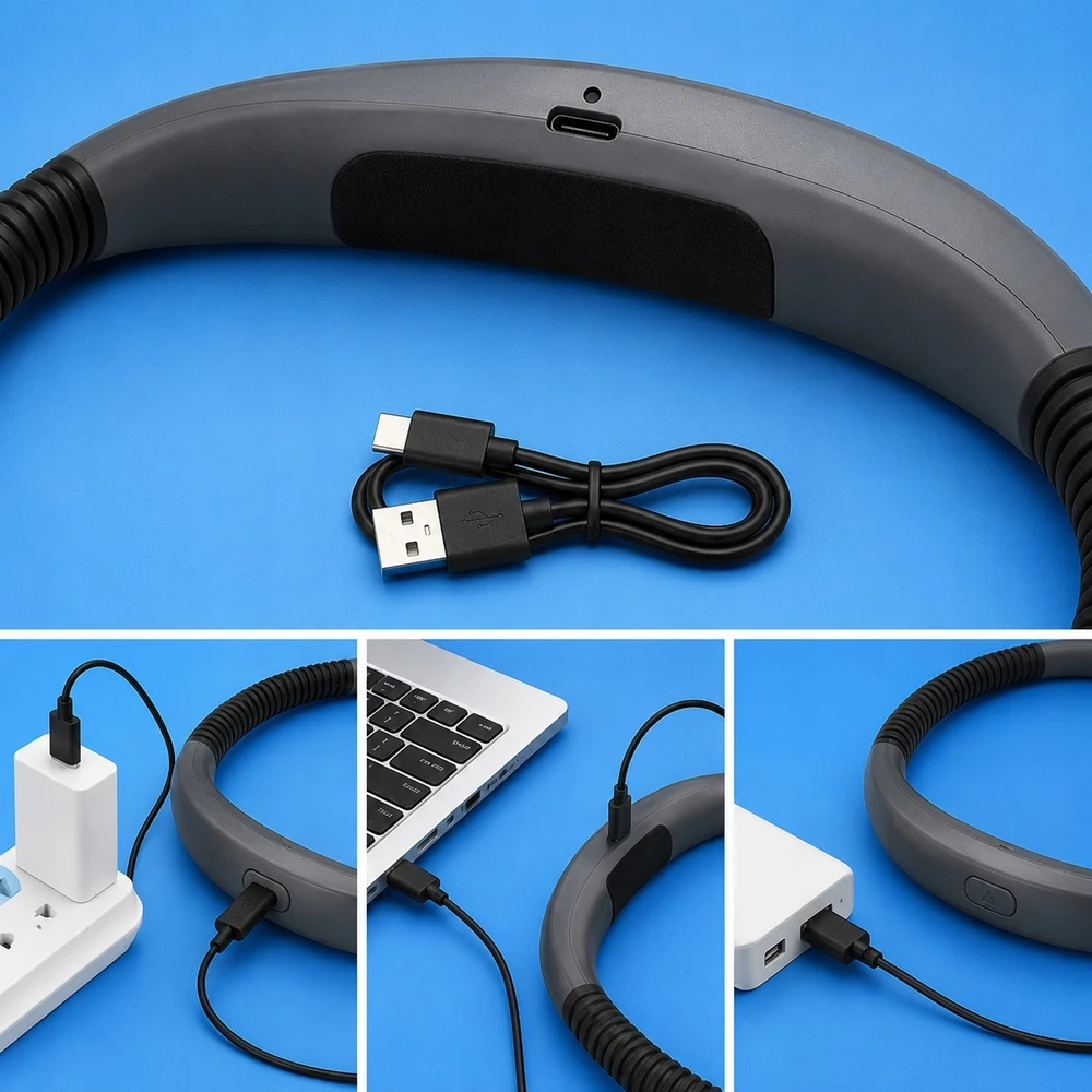 Bez Marki Lampka do czytania na szyję LED elastyczna lekka akumuliatorinė USB nocna
