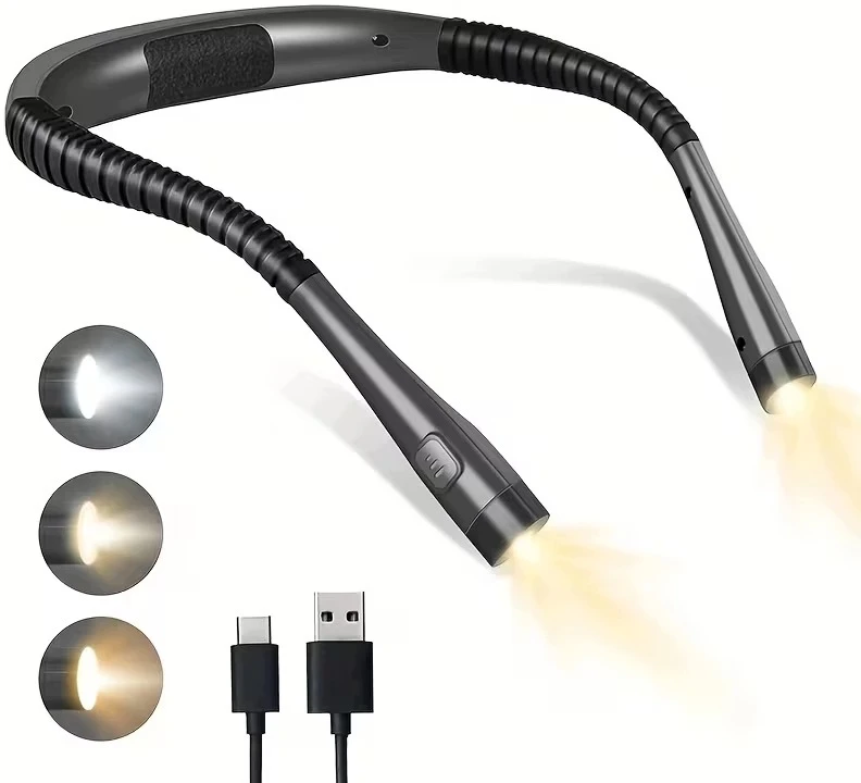 Bez Marki Lampka do czytania na szyję LED elastyczna lekka akumuliatorinė USB nocna