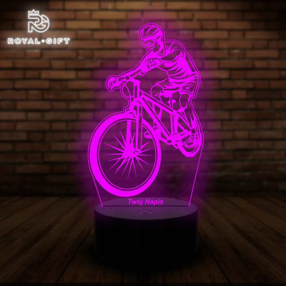Bez Marki Lampka Led 3D Dla Kolarza Na Biurko Statuetka Rowerzysty Rower Szosówka Usb
