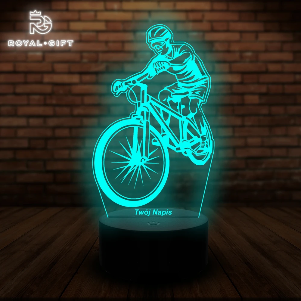 Bez Marki Lampka Led 3D Dla Kolarza Na Biurko Statuetka Rowerzysty Rower Szosówka Usb