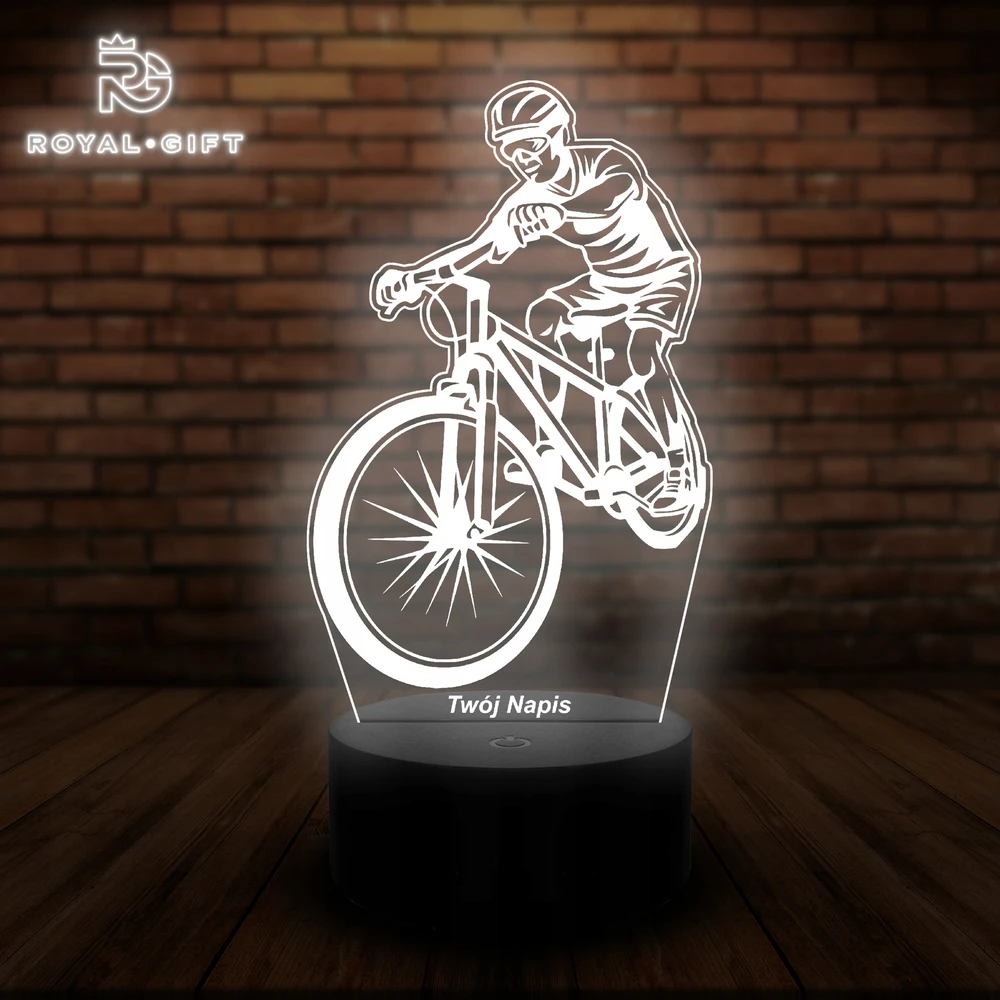 Bez Marki Lampka Led 3D Dla Kolarza Na Biurko Statuetka Rowerzysty Rower Szosówka Usb