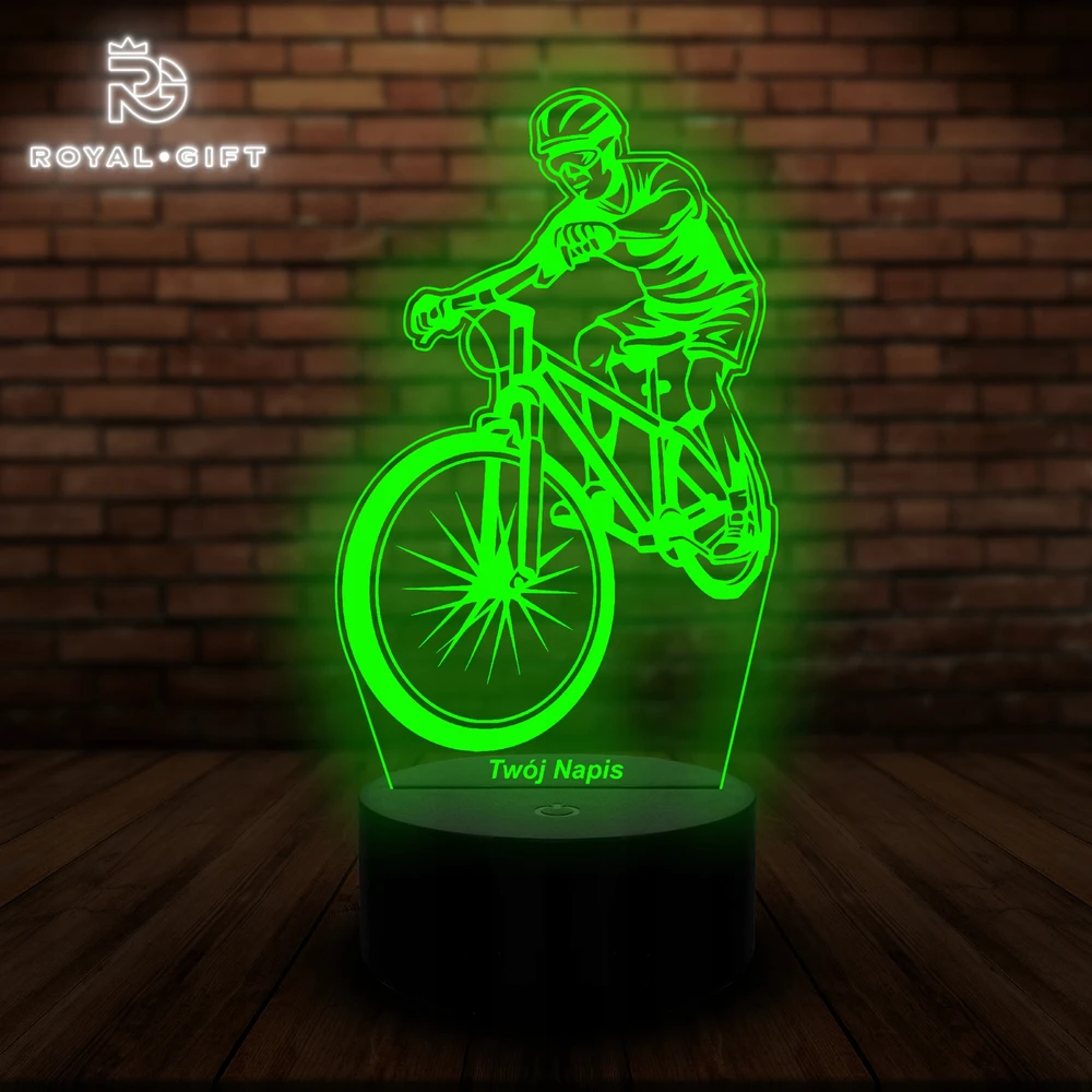 Bez Marki Lampka Led 3D Dla Kolarza Na Biurko Statuetka Rowerzysty Rower Szosówka Usb