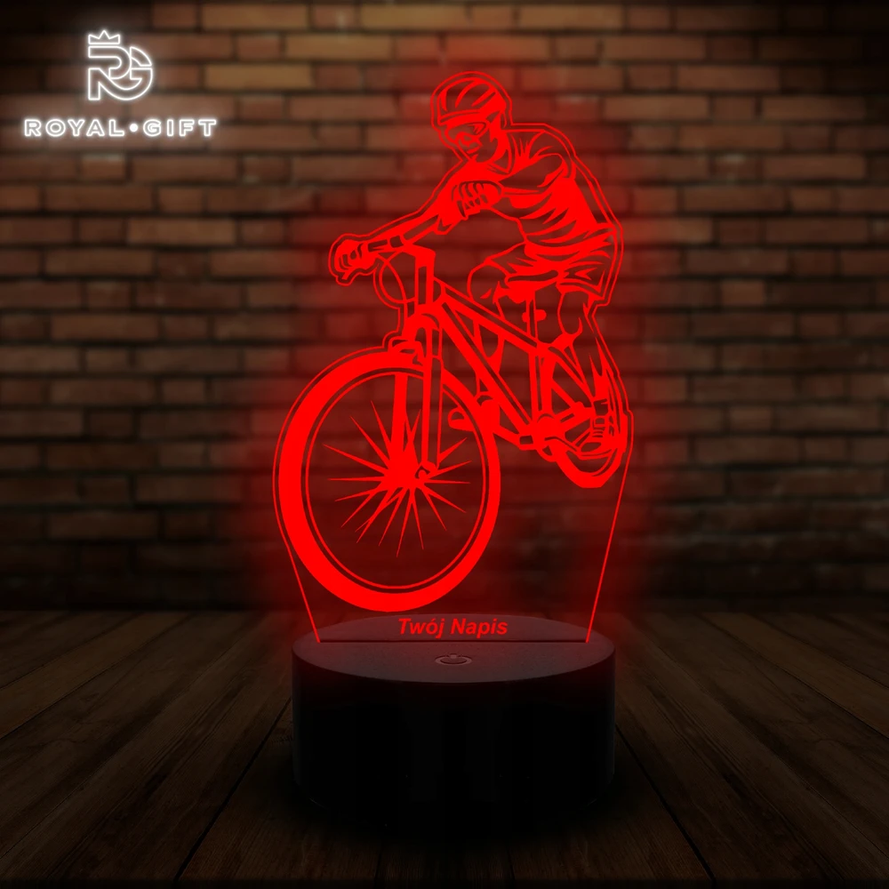 Bez Marki Lampka Led 3D Dla Kolarza Na Biurko Statuetka Rowerzysty Rower Szosówka Usb