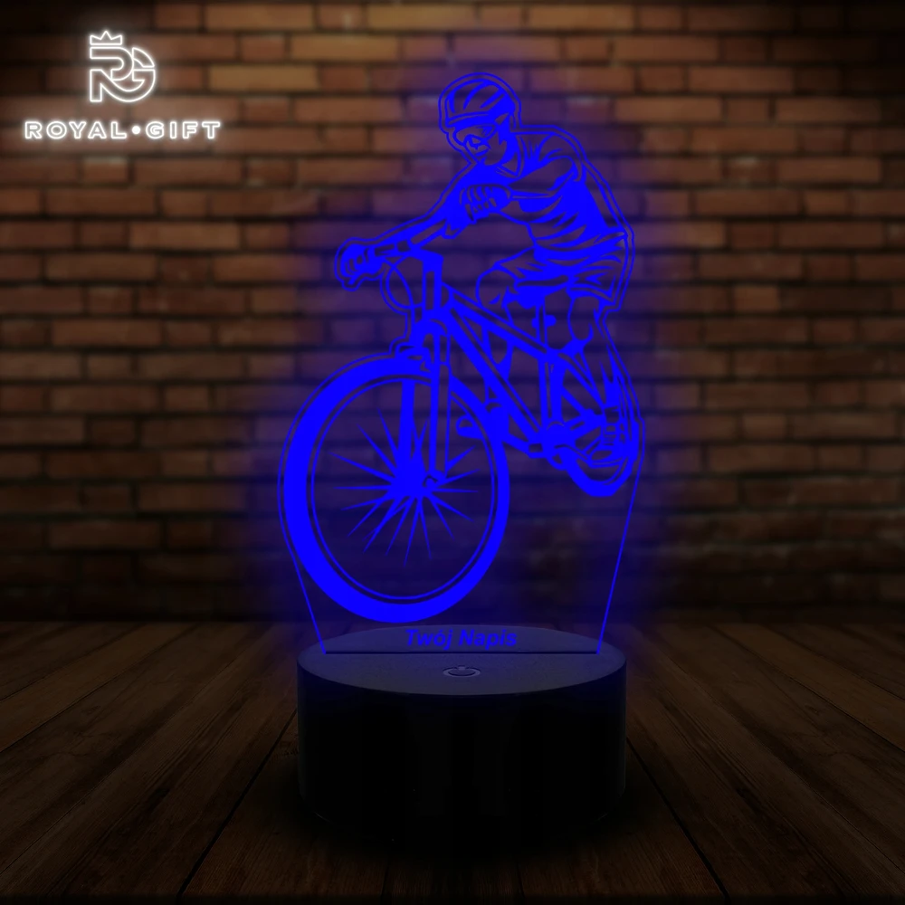 Bez Marki Lampka Led 3D Dla Kolarza Na Biurko Statuetka Rowerzysty Rower Szosówka Usb