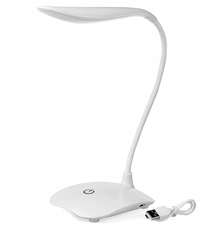 Bez Marki LAMPKA LED BIURKOWA SZKOLNA DOTYK USB REGULOWANA DO CZYTANIA 3 TRYBY BALTA