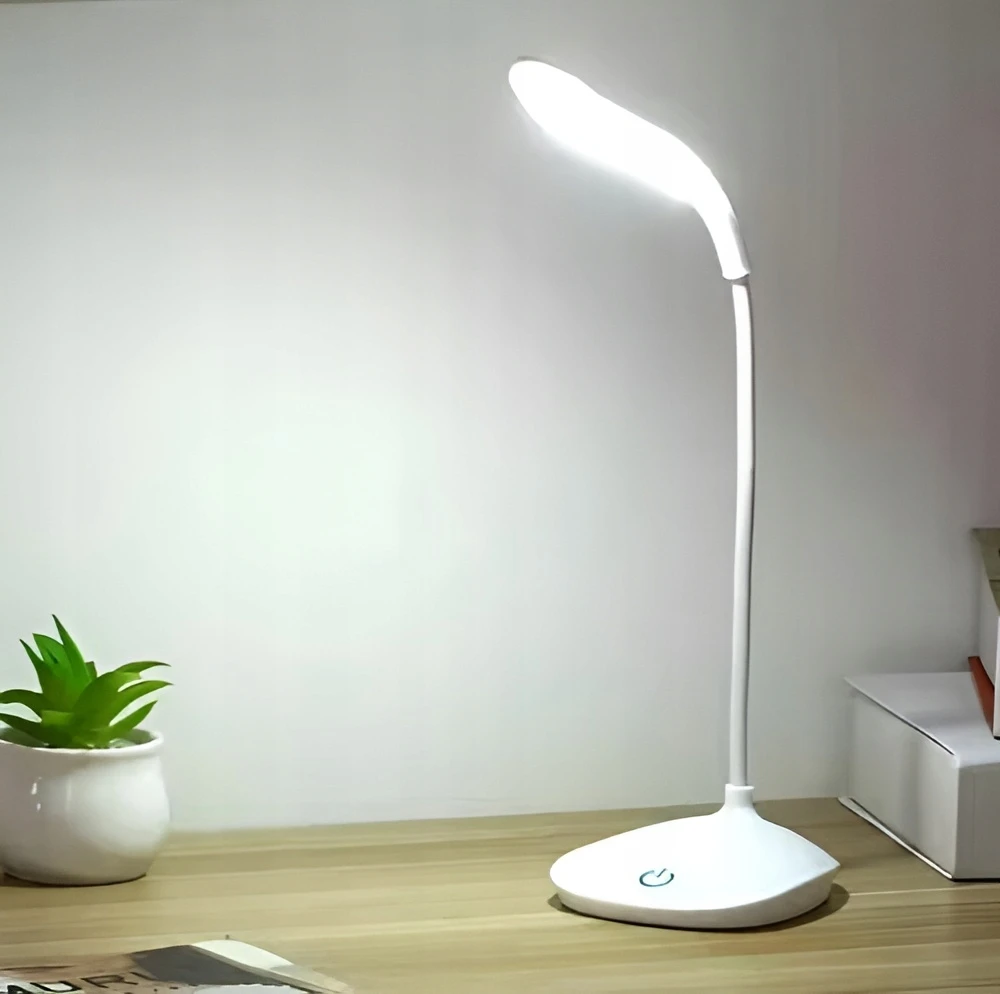 Bez Marki LAMPKA LED BIURKOWA SZKOLNA DOTYK USB REGULOWANA DO CZYTANIA 3 TRYBY BALTA