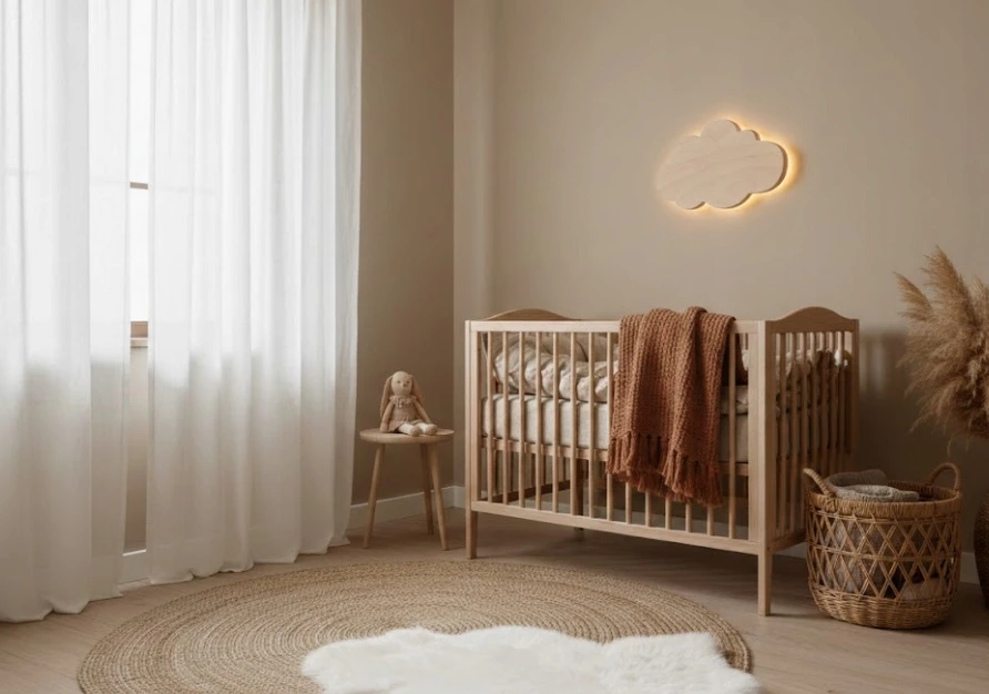 Bez Marki Lampka LED CHMURKA Drewniana Naturalna Kinkiet Ścienny 230V Boho L