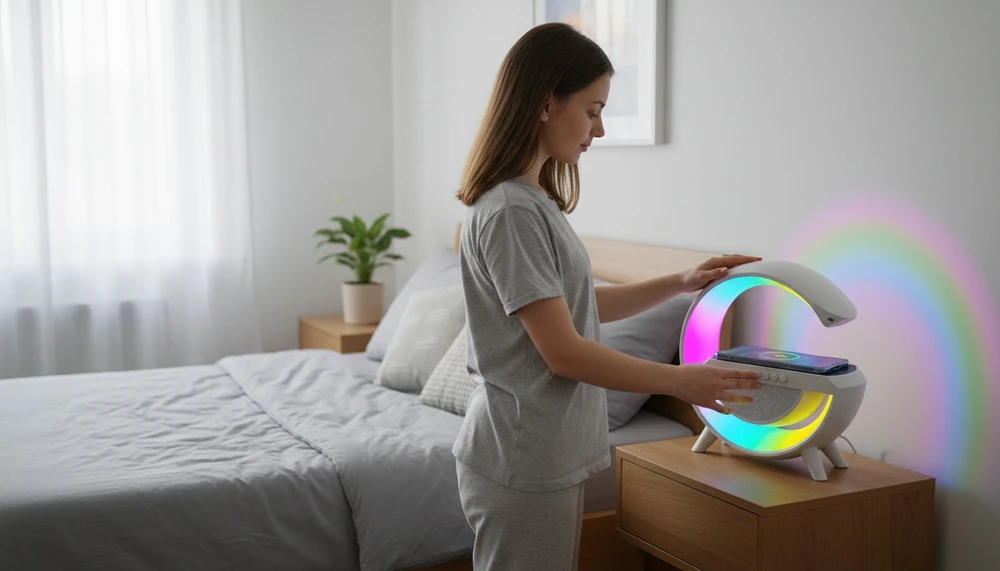 Bez Marki LAMPKA LED Garsiakalbis Radijas Įkroviklis INDUKCYJNA - Baltas