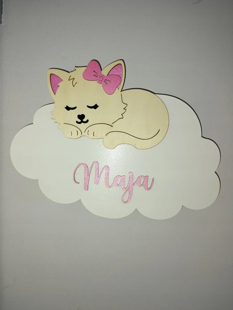 Bez Marki Lampka LED personalizowana chmurka kotek dydis L 388X285