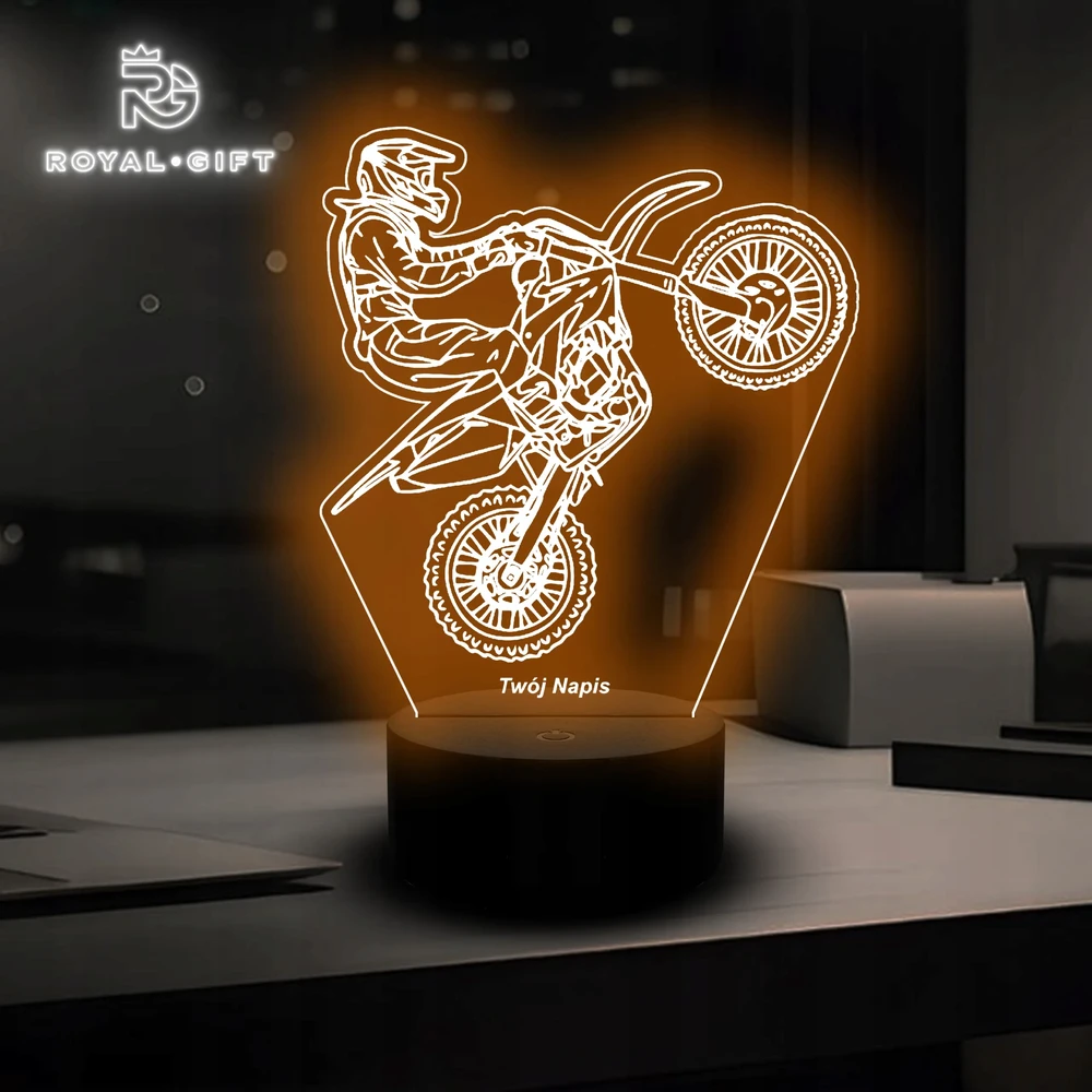 Bez Marki Lampka LED Statuetka Nocna Motocross Cross Pilot Enduro Motor Motocykl USB