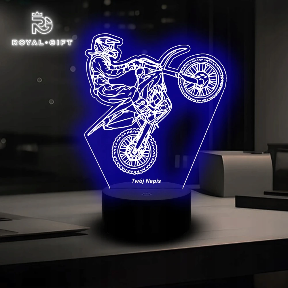 Bez Marki Lampka LED Statuetka Nocna Motocross Cross Pilot Enduro Motor Motocykl USB