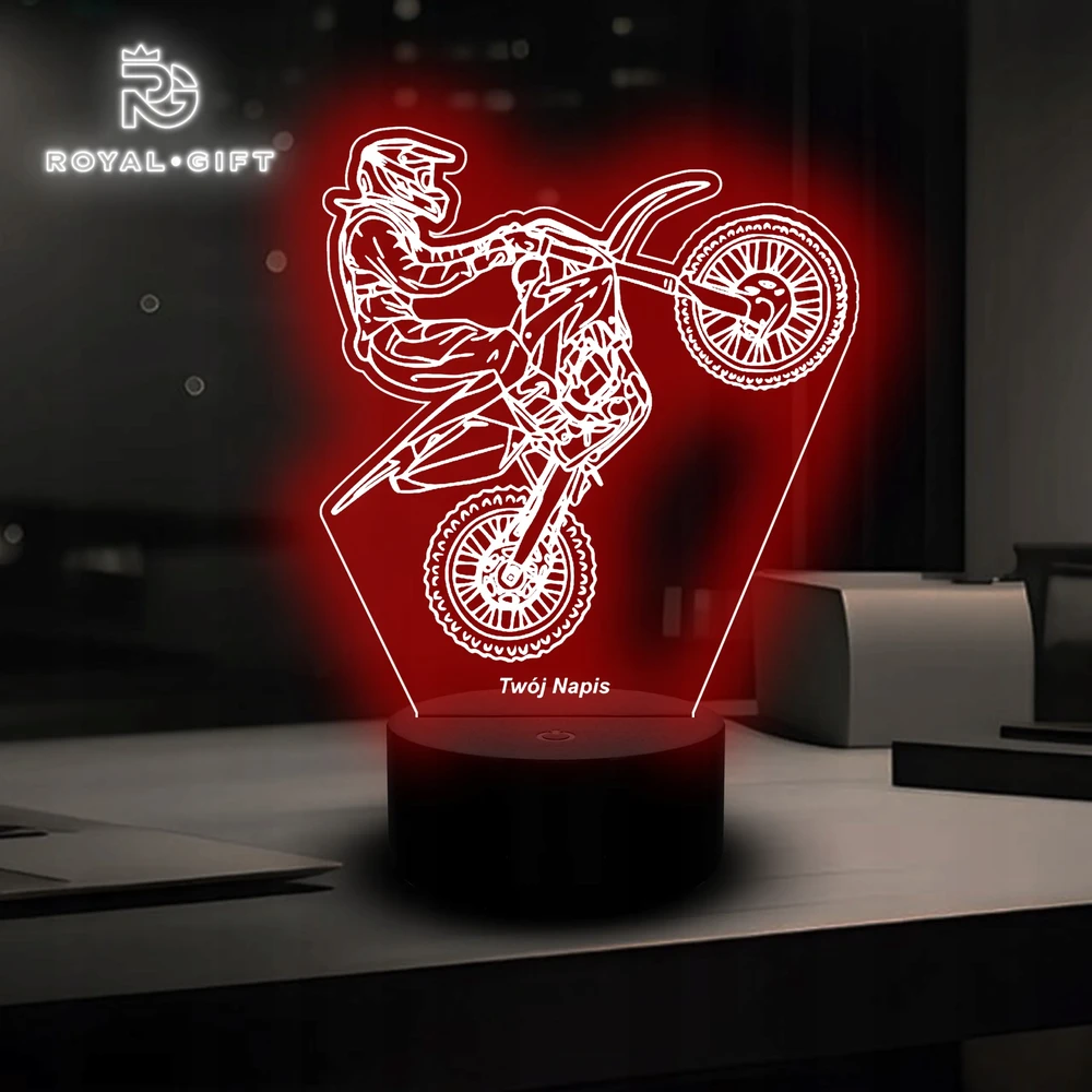 Bez Marki Lampka LED Statuetka Nocna Motocross Cross Pilot Enduro Motor Motocykl USB