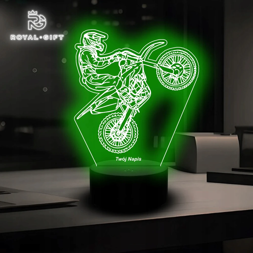 Bez Marki Lampka LED Statuetka Nocna Motocross Cross Pilot Enduro Motor Motocykl USB