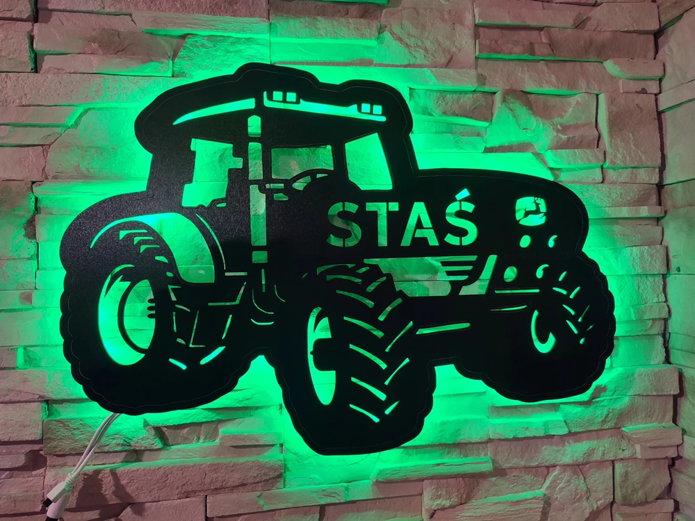 Bez Marki Lampka LED Traktor John Deere su Imieniem Dziecka! led imię XXL 67cm X 46cm
