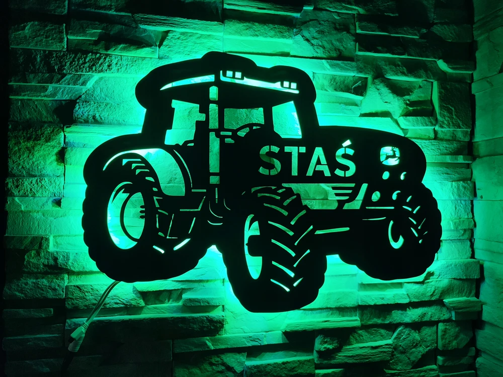 Bez Marki Lampka LED Traktor John Deere su Imieniem Dziecka! led imię XXL 67cm X 46cm