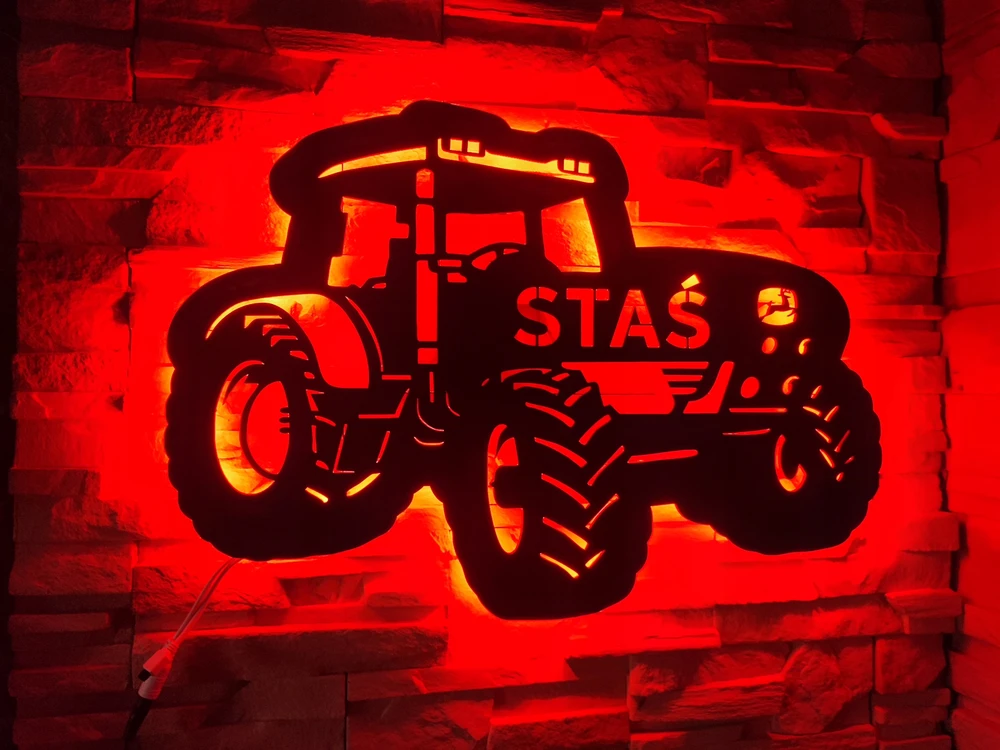 Bez Marki Lampka LED Traktor John Deere su Imieniem Dziecka! led imię XXL 67cm X 46cm
