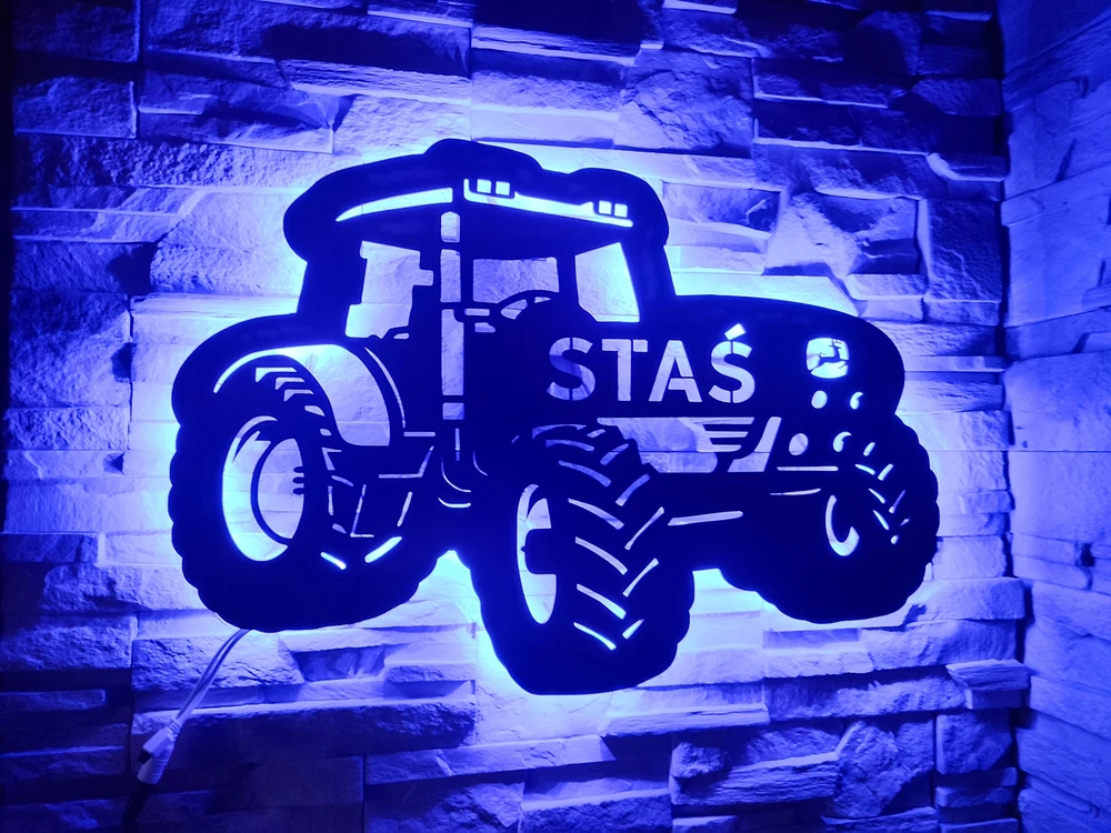 Bez Marki Lampka LED Traktor John Deere su Imieniem Dziecka! led imię XXL 67cm X 46cm