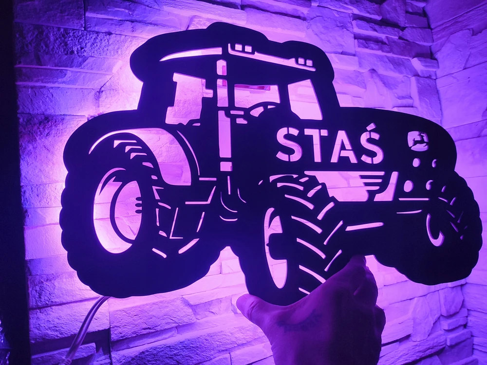 Bez Marki Lampka LED Traktor John Deere su Imieniem Dziecka! led imię XXL 67cm X 46cm