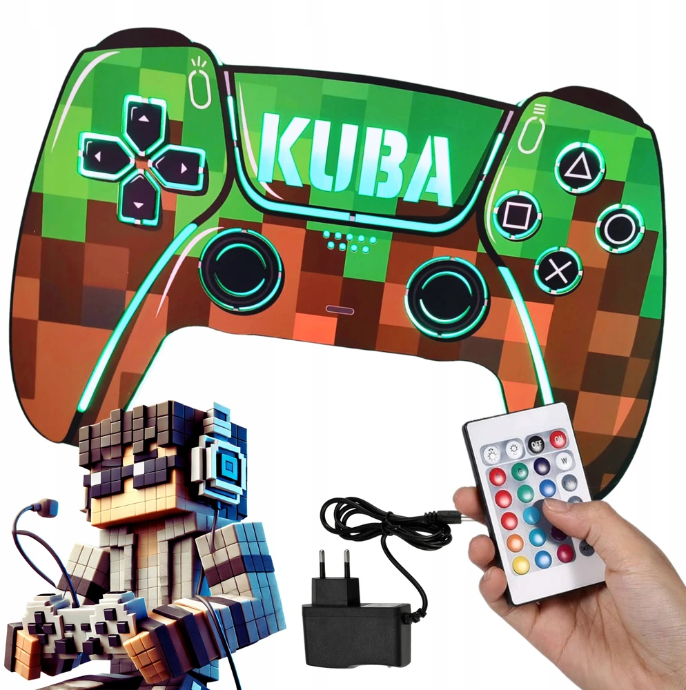 Bez Marki LAMPKA MINECRAFT jak pad ps5 personalizowana dla GRACZA KOLORY Pultas