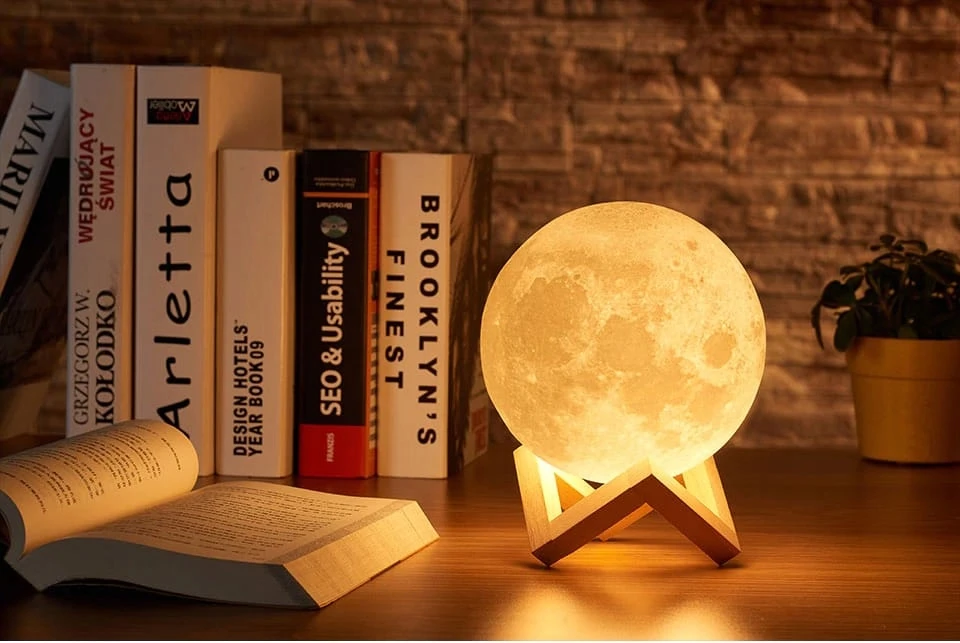 Bez Marki Lampka Nocna 3D Księżyc Moon Lamp Dziecięca Light LED Kula Galaktyka USB