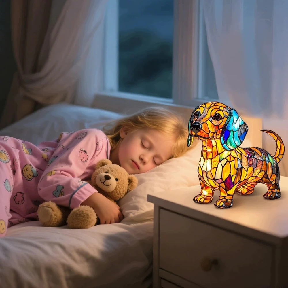 Bez Marki Lampka Nocna Dekoracyjna Pies Jamnik Lampa su żywicy Szklana ciepłe światło