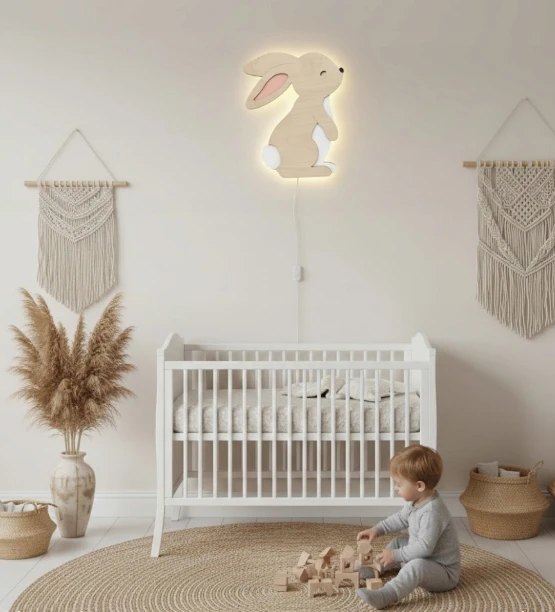 Bez Marki Lampka Nocna DLA DZIECKA Drewniana KRÓLICZEK Zając L