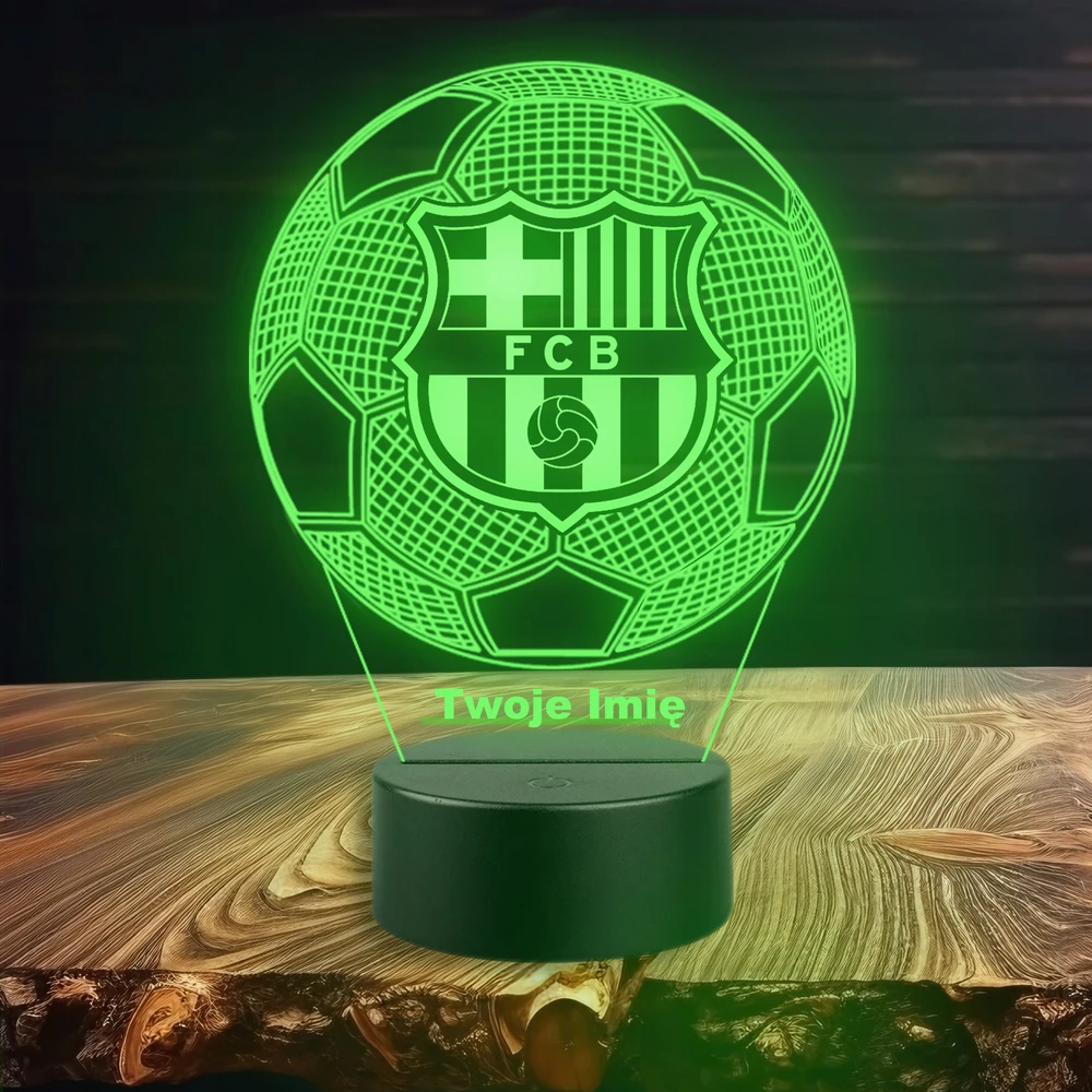 Bez Marki Lampka Nocna Futbolo kamuolys FC Barcelona Prezent Grawer Twoje Imię LED 3D