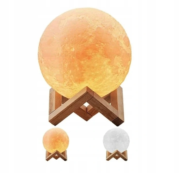 Bez Marki Lampka nocna KSIĘŻYC 3D moon light KULA na szafkę ze stojakiem podstawka US