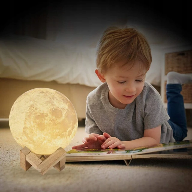 Bez Marki Lampka nocna KSIĘŻYC 3D moon light KULA na szafkę ze stojakiem podstawka US